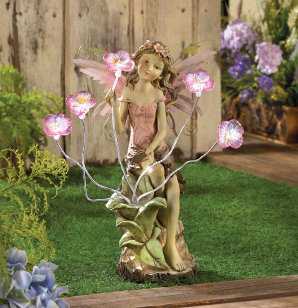 solar powered fairy statue